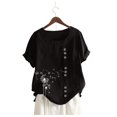 thumbnail image 3 of Pompotops Womens Casual Loose Button Linen Plus Size Daily Boho Tanic T-Shirt Blouse Tops, 3 of 4