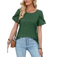 thumbnail image 2 of Avamo Hauts d'Été pour Femmes T-shirt Col Rond Manches Courtes T-shirt Confortable Pull de Travail Vert 2TG, 2 of 4