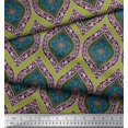 thumbnail image 2 of Soimoi Green polyester Crepe Fabric Seamless Damask Printed Fabric 1 Yard 42 Inch Wide, 2 of 3