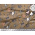 thumbnail image 3 of Soimoi Brown polyester Georgette Fabric Floral, & American Robin Bird Print Fabric by Yard 52 Inch Wide, 3 of 3
