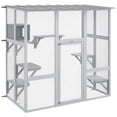 thumbnail image 1 of PawHut Catio Maison Extérieure pour Chat Enclos en Bois pour Chat avec Pont, Boîte de Repos, 1 of 10