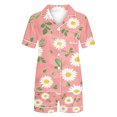 thumbnail image 4 of Jamicy Pyjama Super Doux pour Femmes Mode Décontractée Imprimé Haut à Manches Courtes à Col à Revers avec Short Ample Confortable Ensemble de Pyjama pour la Maison, 4 of 4
