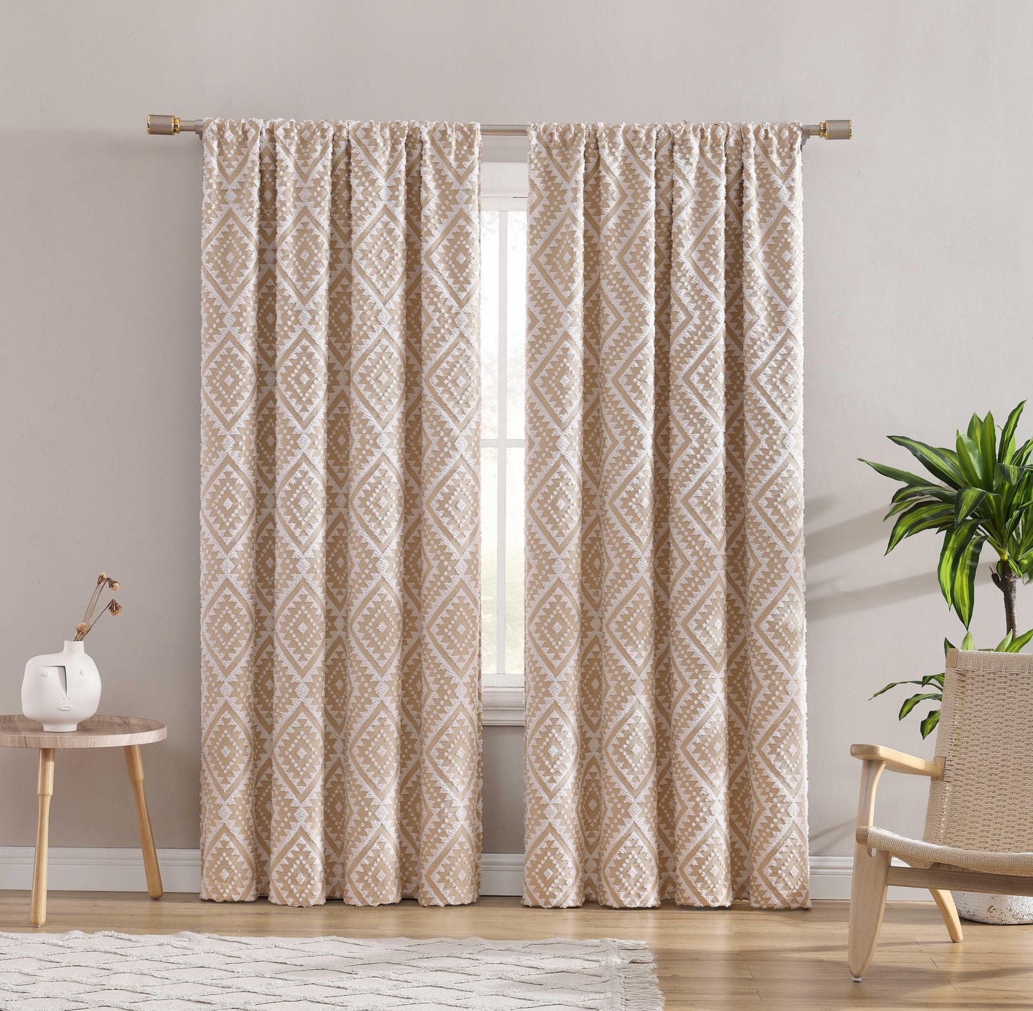 Swift Home Jacquard Clip Rod Pocket Single Window Panel