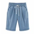 thumbnail image 4 of Short Pants Elastic Waistband Loose Shorts Woman Summer Outfits, Blue, XXL, 4 of 6