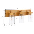 thumbnail image 2 of Costway 3-Light Vanity Lamp Gold Finish Clear Glass Shade Bathroom Fixture UL, 2 of 2