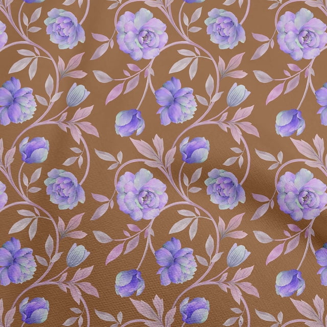 oneOone Georgette Viscose Brown Fabric Floral Sewing Craft Projects Fabric Prints By Yard 42 Inch Wide