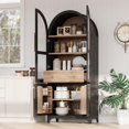 thumbnail image 3 of 71" Farmhouse Kitchen Pantry Cabinet with Glass Door, Adjustable Shelves, Hidden Drawer, Door Storage Shelves, Freestanding Storage Cabinet for Kitchen & Dining Room, Black, 3 of 20