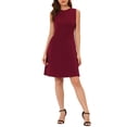 thumbnail image 2 of INSPIRE CHIC Robe Midi Évasée Sans Manches de Rentrée pour Femme Tenue d'Enseignante pour le Travail Couleur Unie Bourgogne TG, 2 of 6