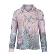 thumbnail image 4 of IROINID Rabais Womens Hauts Grande Taille Détente Col Rabattu Haut Ample Boutonné Manches Longues Imprimé Blouse, Rose, 4 of 6