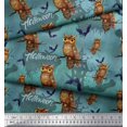 thumbnail image 2 of Soimoi Modal Satin Fabric Owl,Bat & Haunted House Halloween Print Sewing Fabric Yard 42 Inch Wide, 2 of 3
