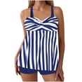 thumbnail image 1 of Women Plus Size Tankini Sets, Modest Two Piece Swimdress with Skirt Bottom, Printed V-Neck Swimwear, Tummy Control Bathing Suits for Beach Pool Summer, 1 of 6