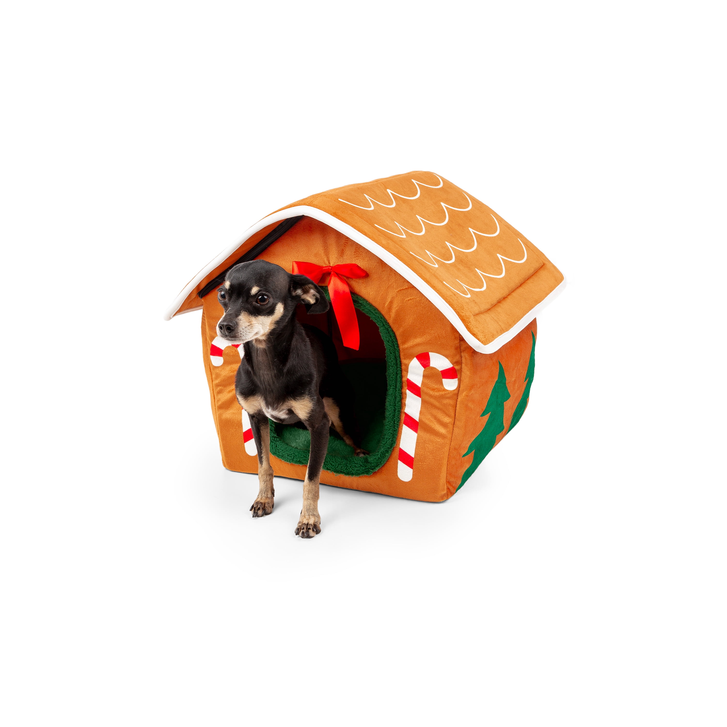 One Paw, Holiday Themed Bed for Small Dogs and Cats, Gingerbread House Design