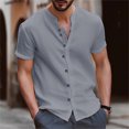 thumbnail image 2 of Button Down Shirts for Men Cargo Loose Pocket Size Short Sleeved Grey Beach Fall Clothes for Men size S, 2 of 8