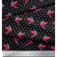 thumbnail image 2 of Soimoi Black Rayon Fabric Watercolor Macaw Parrot & Triangle Geometric Decor Fabric Printed Yard 56 Inch Wide, 2 of 5