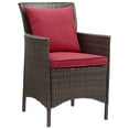 thumbnail image 1 of Modway Conduit 17" Rattan & Aluminum Patio Dining Armchair in Brown & Red, 1 of 3