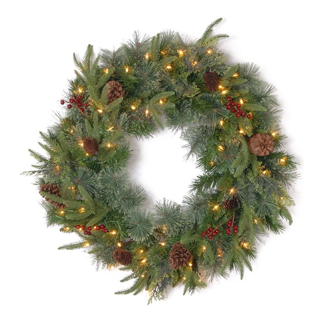 National Tree Company Couronne Coloniale Réelle de 24 Pouces avec Lumières Bicolores