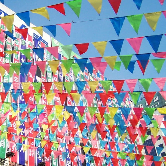 Colorful Banner Flags,150pcs Colorful Pennant Banner Triangle Flags Banner Finest Materials