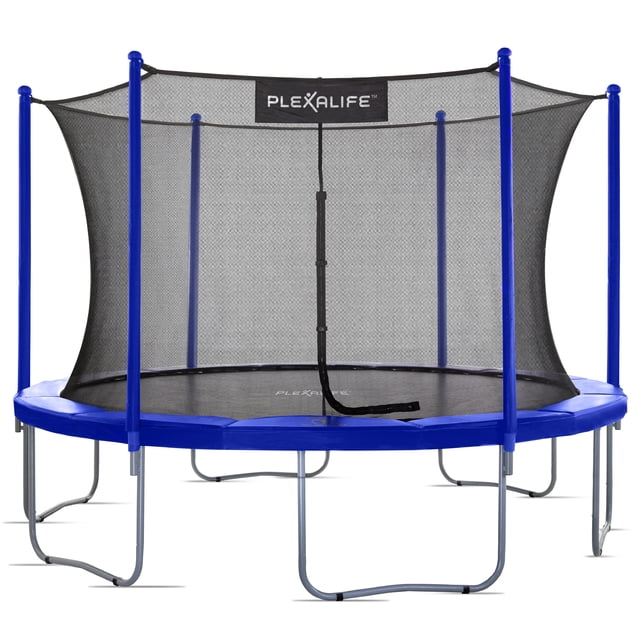 Plexalife Ensemble de Trampoline Rond de 14 Pi avec Système de Clôture de Sécurité – Trampoline de Cour Arrière - Trampoline Extérieur pour Enfants - Adultes