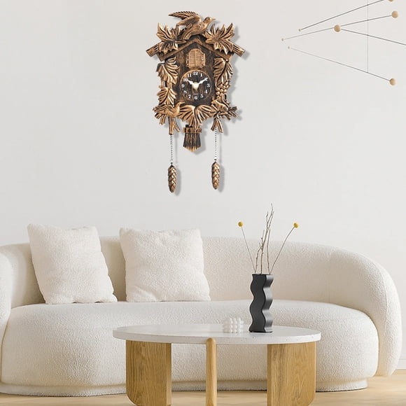 VVQ Horloge Murale Oiseau Usé en Plastique, Horloge à Carillon Horaire avec Feuilles Sculptées 3D Oiseaux Lierre, Horloge de Déco Maison Style Bavarois Vintage pour Salon Chambre Cuisine, 11.6x9.4x5in
