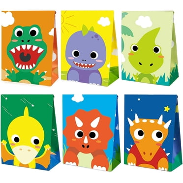 Mocoosy Lot de 24 Sacs Cadeaux de Fête Dinosaure - Sacs-Cadeaux Multicolores pour Enfants pour Fête d'Anniversaire, Sacs à Friandises Dinosaures Sacs Cadeaux en Papier de Fête Dinosaure pour Garçons Filles Fournitures de Cadeaux de Fête de Douche