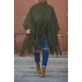 thumbnail image 2 of Haut à Franges à Col Montant à Manches Longues pour Femmes, Grande Taille, Poncho à Franges, 2 of 7
