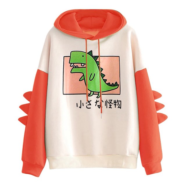 Pompotops Mode Femmes Décontracté Imprimé Manches Longues Sweat-Shirt Dinosaure en Solde