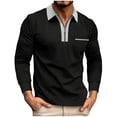 thumbnail image 1 of cfhntfmh Men's Shirts Casual Long Sleeve Collared Golf T Shirt Slim 1/4 Zipped Color Block Basic Tops with Pockets, 1 of 2