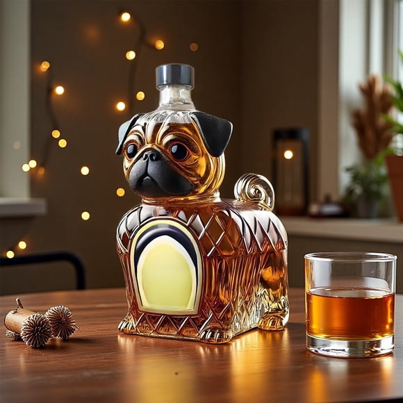 Carafe à Whisky pour Chien - Mignonne Bouteille en Verre en Forme de Chien pour Liqueur, Bouteille à Whisky en Verre Borosilicaté Transparent de 300 ml pour Cadeaux et Bar à la Maison