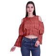 thumbnail image 1 of Moomaya Cold Shoulder Tops Shirts For Women Button Down Long Ruffle Sleeve Top, 1 of 4