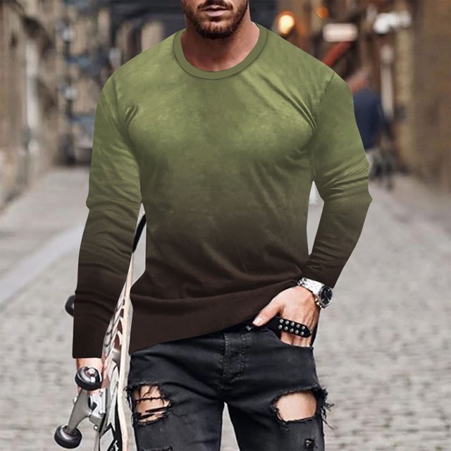 Meichang T-Shirt à Manches Longues pour Homme Grand, T-Shirts Graphiques pour Hommes Mode Urbaine à Imprimé 3D Illusion d'Optique, T-Shirts Mode à Col Rond Confortables à Manches Longues pour Hommes