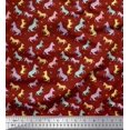 thumbnail image 1 of Soimoi Red Cotton Poplin Fabric Wild Animal Decor Fabric Printed BTY 56 Inch Wide, 1 of 3