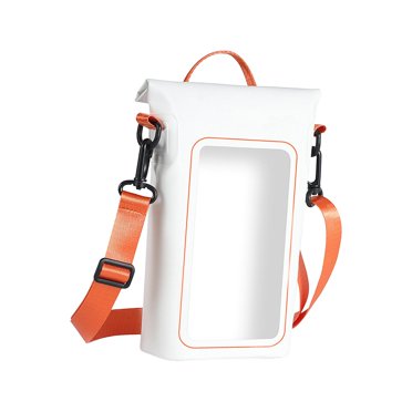 Milaget Waterproof Phone Bag Pouch Cell Phone Dry Bag for Hiking Swimming Beach Pool White Orange