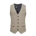 thumbnail image 2 of EGNMCR Débardeurs Homme Homme Mode Rétro avec Poches Gilet à Simple Boutonnage à Col en V Hauts Blouse, 2 of 9