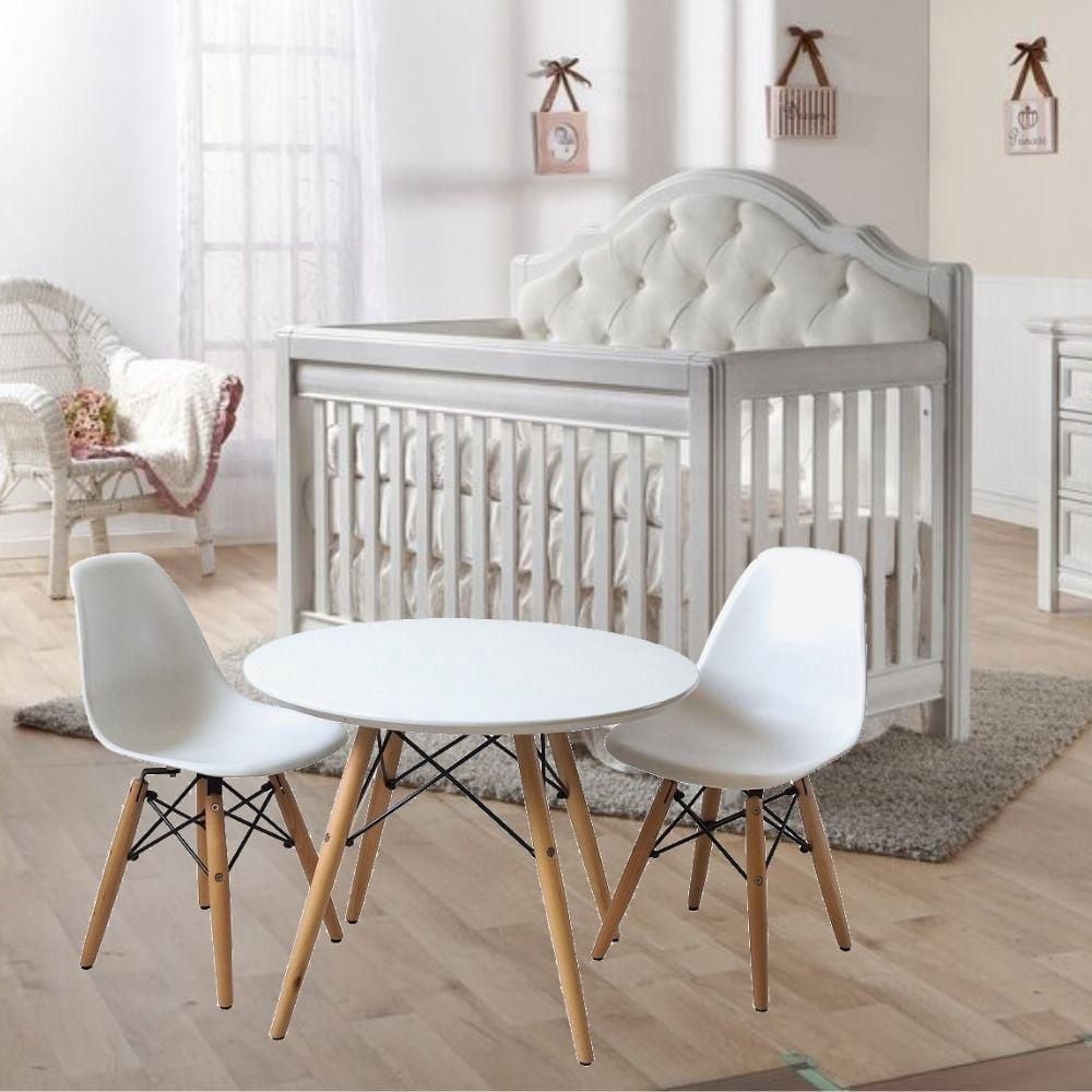 Kids Workstation – Kids Table and 2 Chairs Set with Natural Wood Legs, White Seats, and White Tabletop, Stylish and Functional Furniture for Playrooms and Learning Spaces,dining