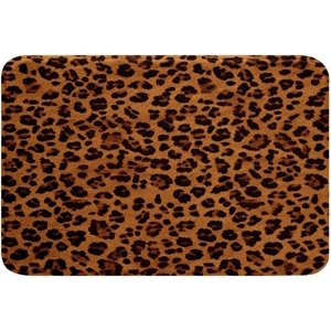 Jejeloiu Leopard Rugs de salle de bain 20"x32" Cheetah Rug pour douche Tub Animal Print Mats de bain pour salle de bains Safari Accessoires de salle orange foncé Tapis de porte