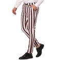 thumbnail image 4 of INSPIRE CHIC Men's Striped Pants Skinny Fit Contrast Color Button Zipper Trousers 38 Brown White, 4 of 7