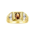 thumbnail image 1 of RYLOS Men's Rings 14K Yellow Gold Rings Designer Weave Band 7X5MM Oval Gemstone & Diamond Ring Smoky Quartz June Birthstone Rings For Men Size 8, 1 of 7