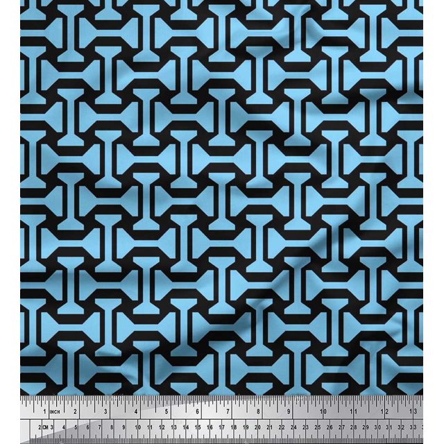 Soimoi Rayon Crepe Fabric Geometric Abstract Print Fabric by Yard 46 Inch Wide