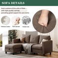 thumbnail image 3 of Walsunny 78" Convertible Sectional Sofa Couch L Shaped Couch Sofa for Living Room Small 3 Seater Sofa Couch with Storage Ottoman and Side Pockets, Brown, 3 of 5