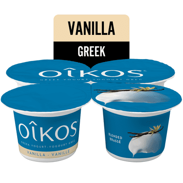 Oikos Greek Yogurt, Vanilla, Blended, 2% M.F, 4x100g
