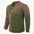 thumbnail image 2 of Lovzfmll Cardigan en Tricot à Blocs de Couleur pour Homme, Revers Cranté, devant Boutonné, Extensible, Vert Armée, G, 2 of 5
