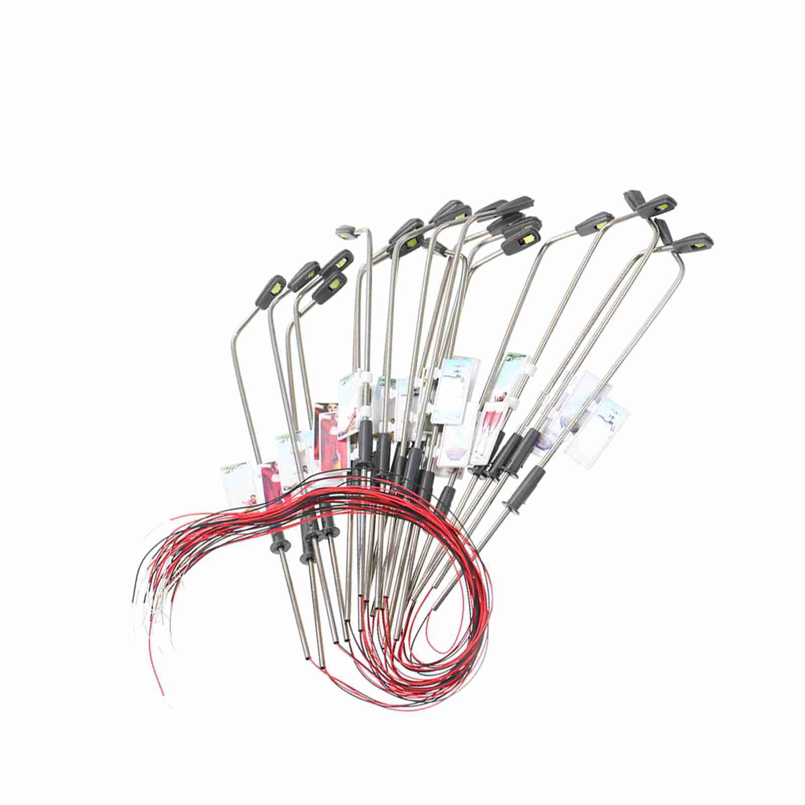 Lot 10 Lampadaires Doubles Tiardey Pour Modèle Ferroviaire Ou Route – échelle 1:100 – LED Blanc Chaud – 3V – Hauteur 70 Mm