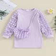 thumbnail image 1 of Fall Winter Warm Girls Knit Princess Clothes Fluffy Long Sleeves Sweater Dress with Bag, 1 of 9