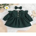 thumbnail image 2 of MesaSe Automne Bébé Filles Princesse Robe 2pcs Volant à Manches Longues Bouton Velours Côtelé une Ligne Robe Bandeau Vin Rouge 2-3 Ans, 2 of 9