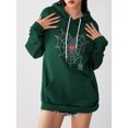 thumbnail image 2 of Faithtur Femmes Sweat à Capuche, Manches Longues à Capuche Broderie Cobweb Coeur Pull-Over Casual Tops, 2 of 9