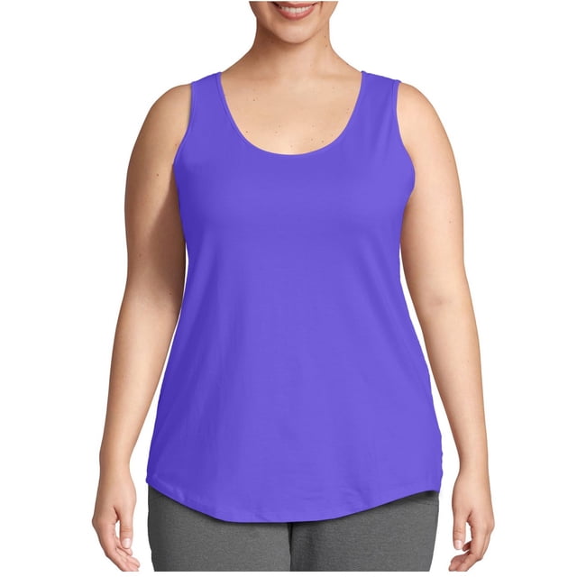 JGGSPWM Camisole Débardeur pour Femme à Col Rond Grande Taille Coupe Ample Décontracté Uni Violet 2TG