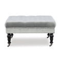 thumbnail image 3 of Linon Isabelle Pouf Carré Rembourré Pieds Noirs en Tissu Gris Pâle, 3 of 7