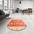 thumbnail image 3 of Ahgly Company Tapis d'Intérieur Carré Abstrait Orange Rouge Oriental, 3 Pieds Carré, 3 of 6