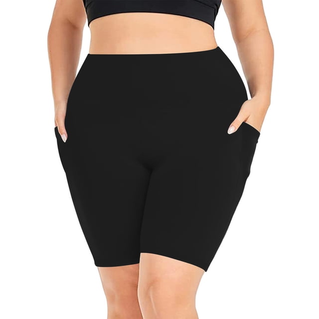Wlynlyn Plus Size Biker Shorts for Women High Waisted Compression Yoga Tights Quick Dry Workout Shorts