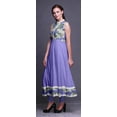 thumbnail image 3 of Bimba Robe Anarkali Fleur Violette Moyenne Col Mandarin Sans Manches Kurtis pour Femmes Imprimé Robe Maxi Petite, 3 of 6